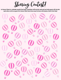 When we share the career opportunity with 50 people this month, one consultant and one guest will win $50 each.